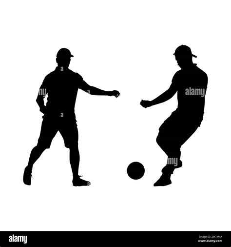 Soccer Player Icon Two Soccer Players Black Silhouette Group Of Footballers Footballer