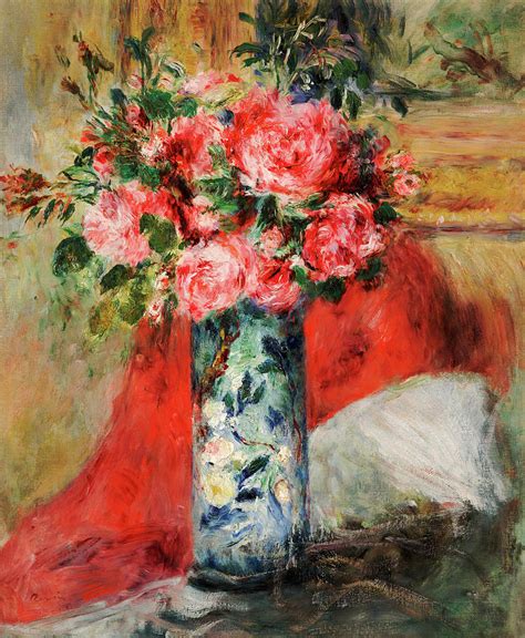 Roses And Peonies In A Vase Painting By Pierre Auguste Renoir