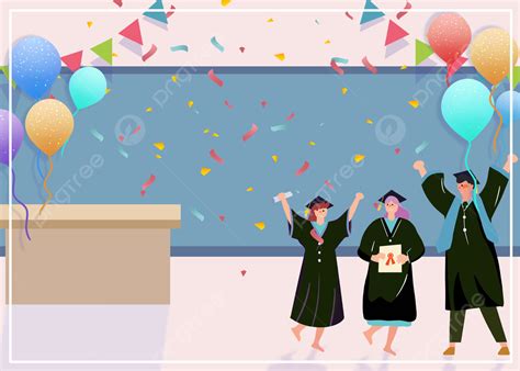 College Student Graduation Celebration Cartoon Background College
