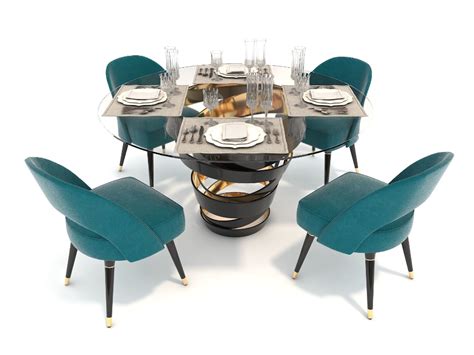 Contemporary Design Dining Table Set 3 3d Model Contemporary Decor