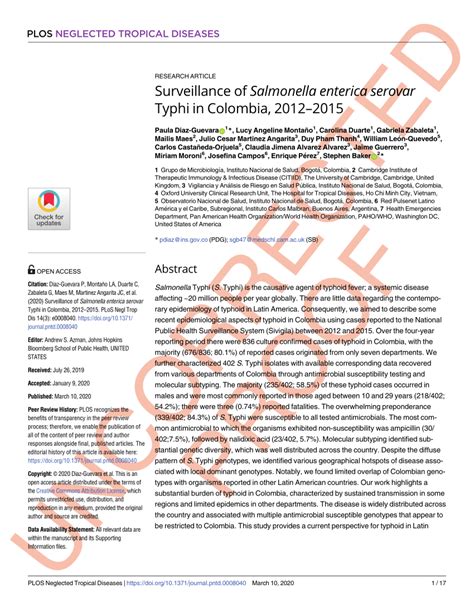 This systemic infection involves organs other than the gastrointestinal. (PDF) Surveillance of Salmonella enterica serovar Typhi in ...