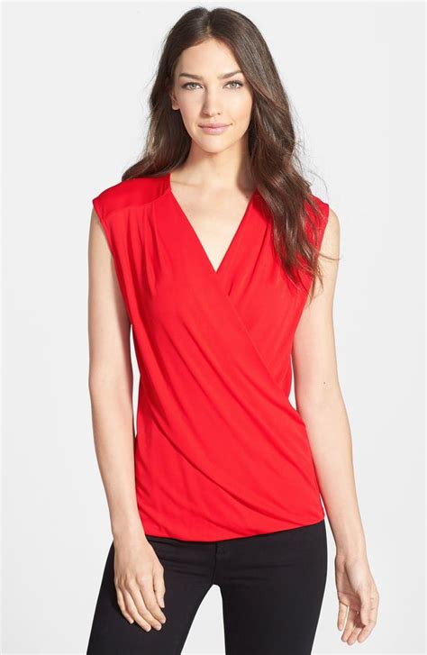Classiques Entier® Sleeveless Crepe Wrap Front Top Nordstrom