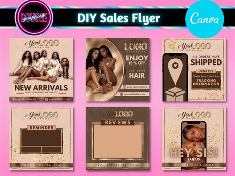 Glam Nude Brand Flyers Template DIY Canva Social Media Etsy