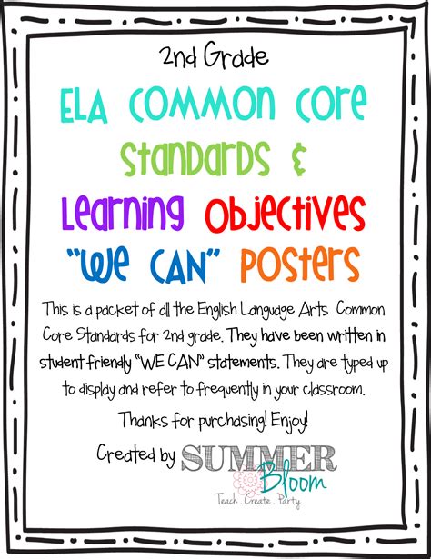 Summer Bloom Teach Create Party 2nd Grade English Language Arts