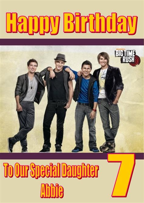 Personalised Big Time Rush Birthday Card 2 Sizes Available A5 And A4 On