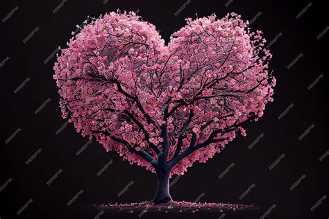 Premium Ai Image Heart Shape Tree From Sakura Floral Illustration