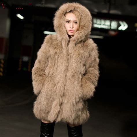 Varbooelsa 2017 New Fashion Faux Fox Fur Coat Women Winter Long Luxury Fake Fur Coats Female