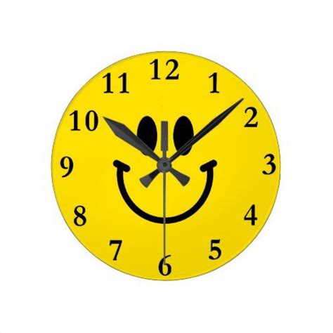 Happy Smiley Face Smile Yellow Round Clock Happy Smiley Face Happy
