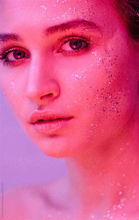 Beauty Portrait In Pink Light By Stocksy Contributor Liliya Rodnikova Stocksy