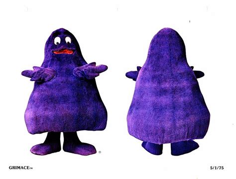 it s our purple pal grimace as he appeared in the 1975 mcdonaldland specification manual at