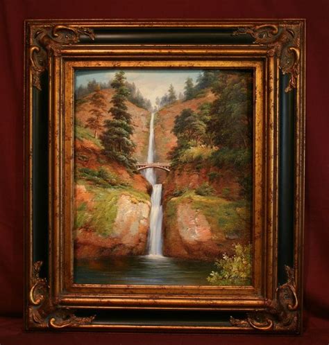 Multnomah Falls Columbia River Gorge Oregon Oil Paintings Black And