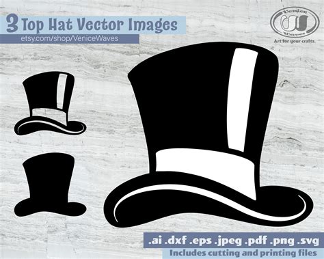 Top Hat Svg Top Hat Cut File Top Hat Clipart Top Hat Pdf Etsy