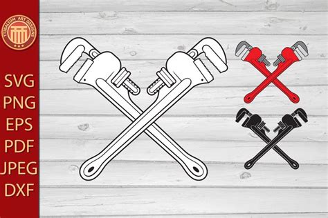 Crossed Plumber Pipe Wrench Eps Svg Pdf Png Files