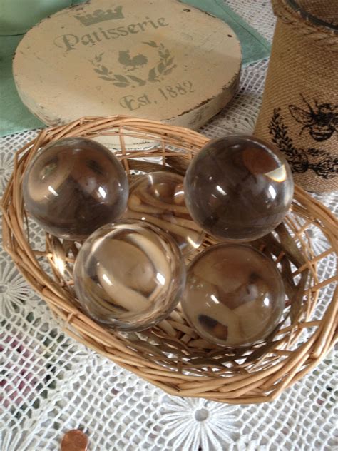 Large Glass Spheres Balls Decorative Clear Set Of Five Heavy