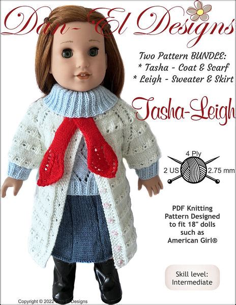 Dan El Designs Tasha Leigh Bundle Doll Clothes Knitting Pattern 18 Inch