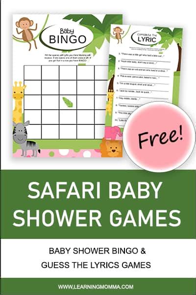 Printable Safari Baby Shower Games