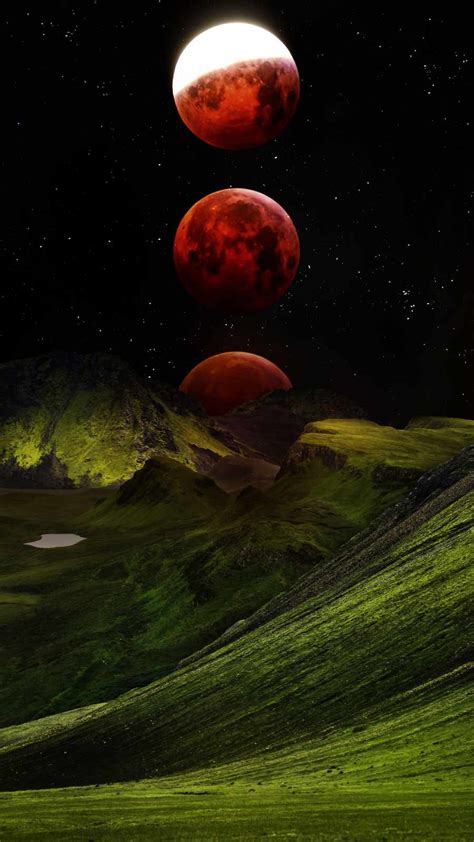 Red Moon Mountains Iphone Wallpapers