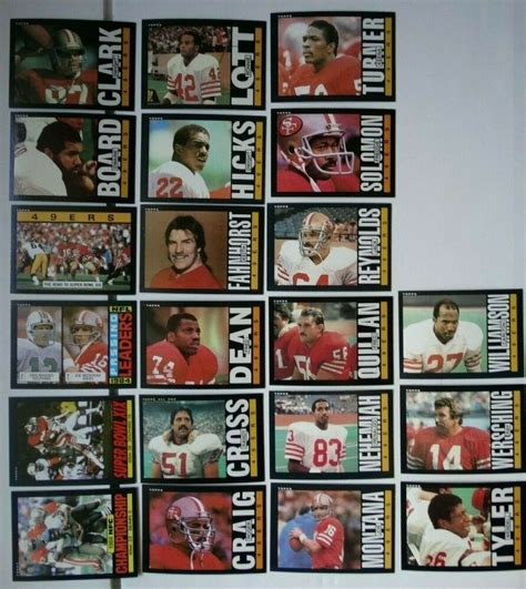 1985 Topps San Francisco 49ers Team Set Of 21 Football Cards