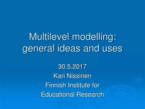 Ppt Multilevel Modelling General Ideas And Uses Powerpoint