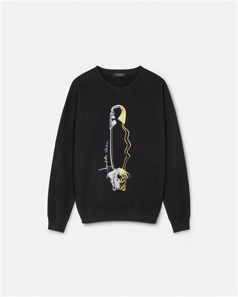 Versace Safety Pin Graphic Sweatshirt For Men Us Online Store