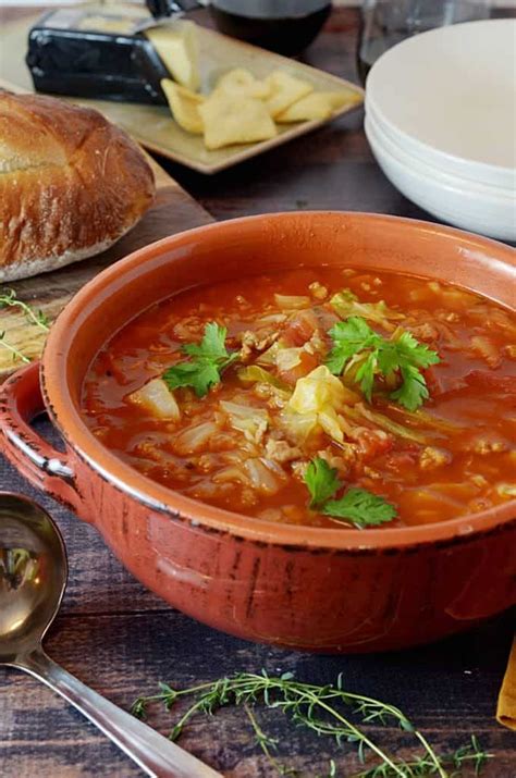 Cabbage roll soup is my favorite way to enjoy cabbage rolls! Cabbage Soup - Savory Cabbage Roll Soup in 45 Minutes ...