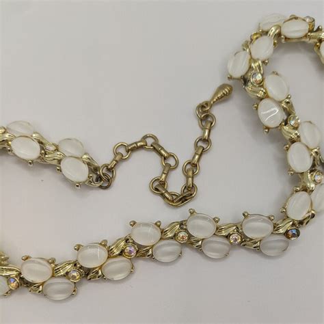 Vintage Kramer Necklace Choker White Lucite Cabochons And Etsy