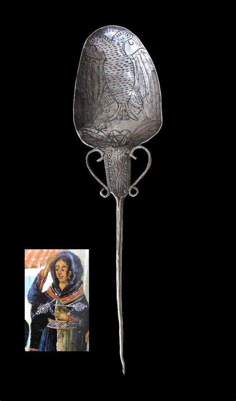 Peru Chiselled Perforated Shawl Pin Tupu Silver 18th Century