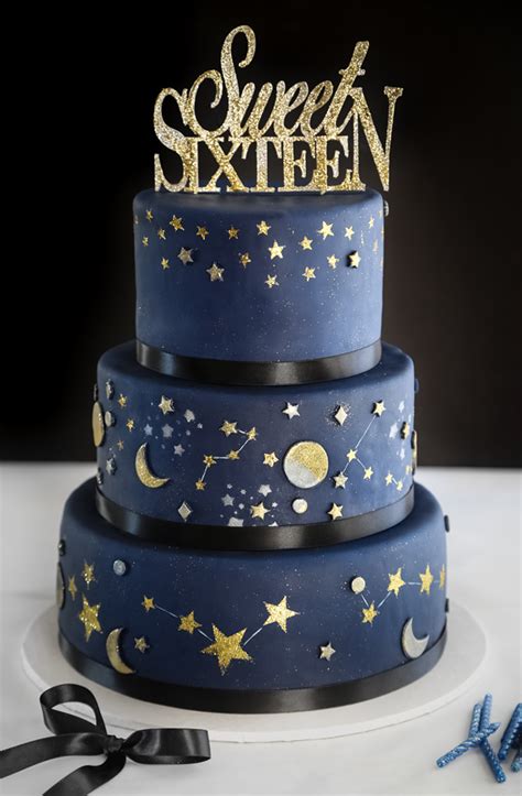 Now you can, select from many cake and decorations options then you can print your creations and show it to your friends. Celestial Sweet Sixteen Cake | Sprinkle Bakes