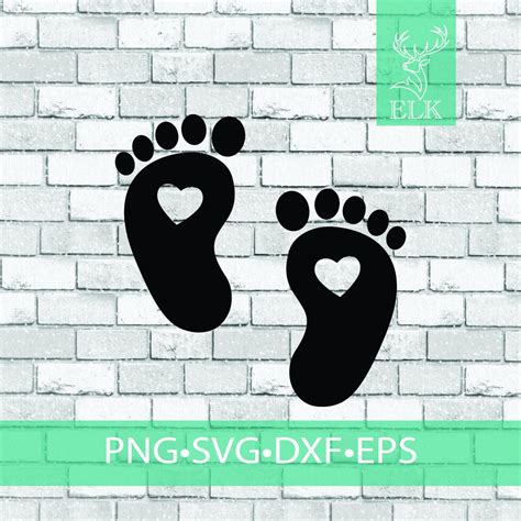 Baby Foot Print With Heart Svg Baby Feet Svg Baby Foot Svg Svg Dxf