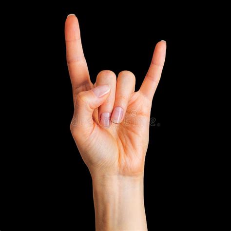 Woman Hand Giving Rock Roll Sign Devil Horns Gesture Stock Photos