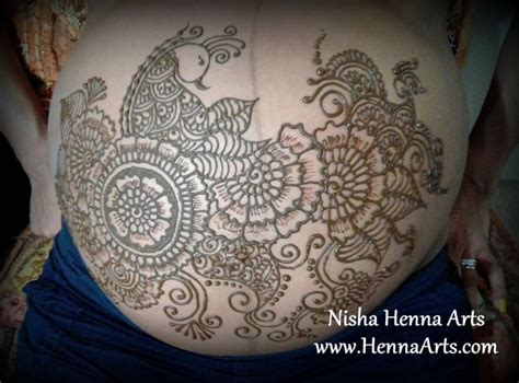 Have henna at your baby shower for yourself and your guests; Henna tattoo on pregnant belly, Henna body art for baby ...