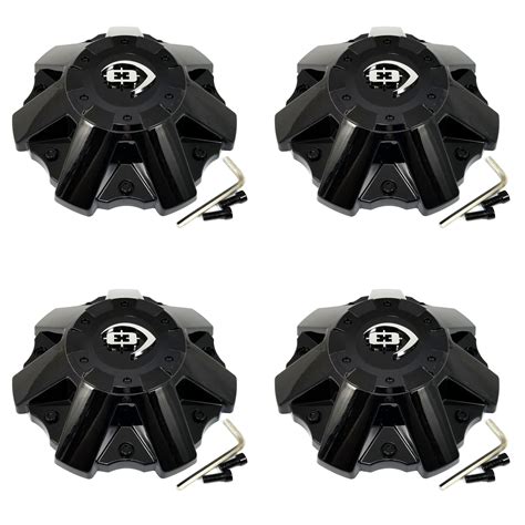 4x Vision Wheel Center Caps Gloss Black 8 Lug 685mm H 137mm Od 411 Arc