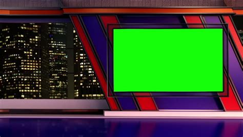 News Broadcast Tv Studio Green Screen Background Stock Footage Video