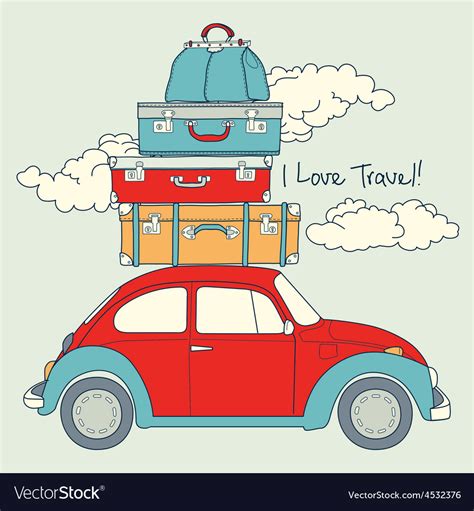 Retro Car Loaded For A Traveling Royalty Free Vector Image