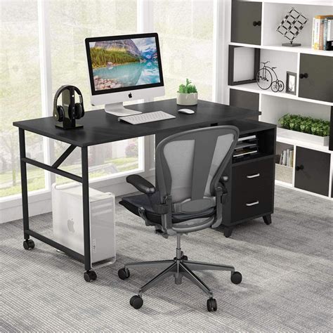 Buy Tribesigns 360° Free Rotating Home Office Desk 47 Inch Computer
