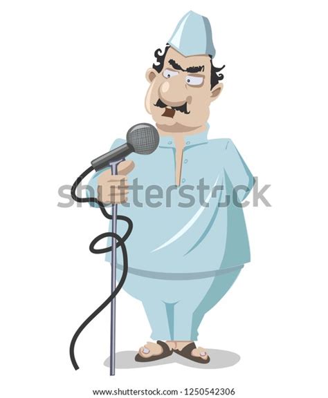 Indian Politician Speech In Uniform Vector