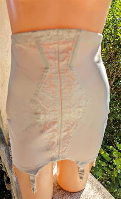vintage spencer open bottom girdle m l vg vc 6 garters sheer lace front panel ebay