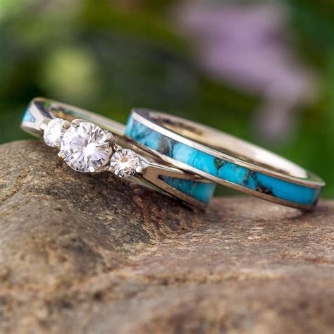 Silver Diamond Wedding Rings Turquoise Wedding Rings Turquoise Ring