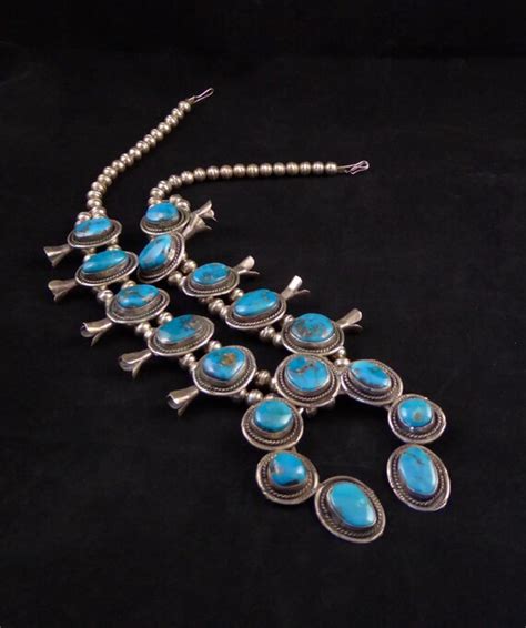 G Vintage Navajo Sterling Silver Squash Blossom Necklace W