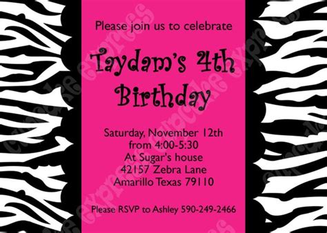 items similar to diy hot pink zebra birthday party printable invitation 5x7 pink black 2 on etsy