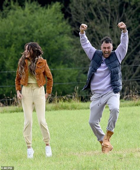 michelle keegan jumps for joy as she films exciting brassic 4 scenes