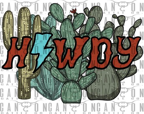 Howdy Lightning Bolt And Cactus Western Punchy Png Instant Etsy