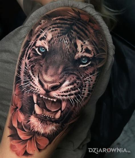 Tatuaż uśmiech tygrysa Autor Alex Linek dziarownia pl