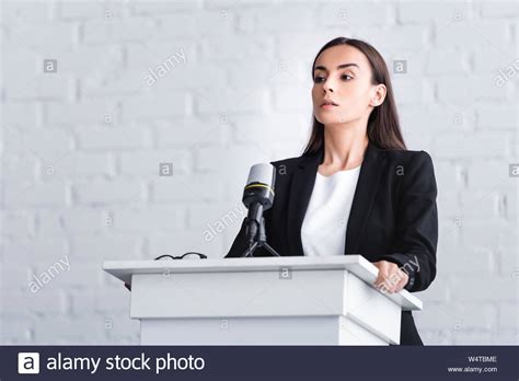Pretty Young Lecturer Suffering From Fear Of Public Speaking While