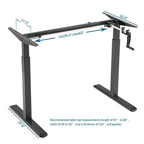 Manual Adjustable Desk Width Height Adjustable Frame Crank System