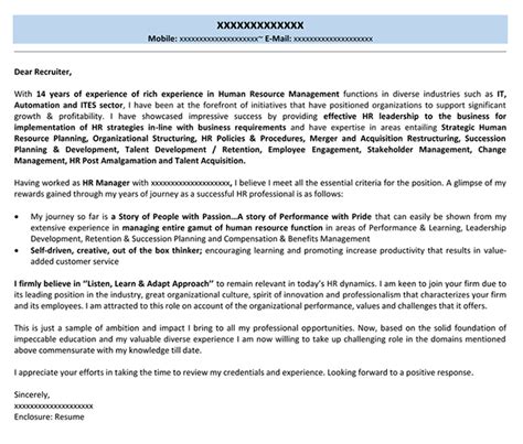 cover letter  hr manager job application writingzweb