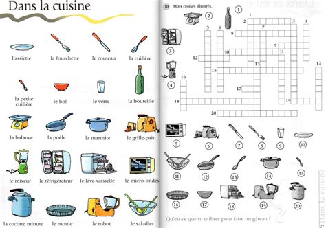 Mots Croisés De La Cuisine A1 Le Français Avec Des Jeux S Tibert Vocabulaire Cuisine