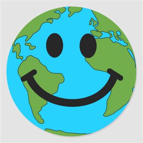 Happy Earth Face Classic Round Sticker Zazzle Happy Earth Earth