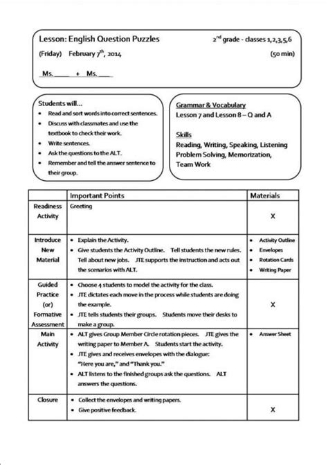 Lastly, the teacher's comment that serves as an observational feedback is included in the end section of the form. sample lesson plans lesson plan sample | Lesson plan ...