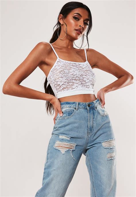 Free click + collect on all orders. White Sports Trim Lace Sports Bra | Missguided Australia